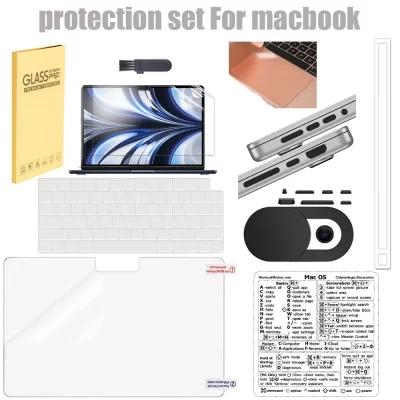 Paquete de regalo de accesorios para Apple Macbook, incluye película de teclado, película de pantalla, enchufe antipolvo, tecla de acceso directo MOS, 11 piezas, juego 1