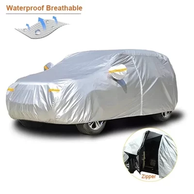 Kayme Cubierta impermeable universal para automóviles para exteriores para todo tipo de clima, adecuada para Sedan SUV, puerta con cremallera, evita la exposición al sol, a prueba de nieve y polvo, etc.