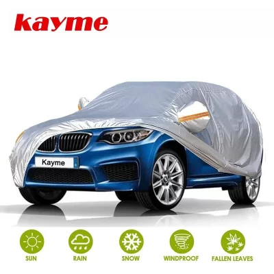 Kayme-cubierta impermeable para coche, accesorio para automóvil, protección contra la lluvia, el sol, Uv, con cremallera, espejo, bolsillo, compatible con Sedán, SUV, Hatchback