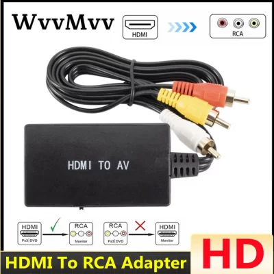 Wvmvv-adaptador HDMI a RCA AV/CVBS, caja convertidora de vídeo HD, HDMI a RCA AV/CVSB L/R, vídeo 1080P, Mini HDMI a AV, compatible con NTSC PAL