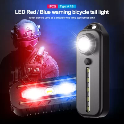 1/2pcs Mini linterna delgada policía táctica hombro luz USB tipo-C recargable bicicleta luz trasera casco lámpara llavero luz