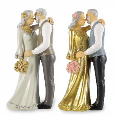 Decoración de boda dorada, figuritas de estatua de pareja, adornos para el hogar, recuerdos de boda, regalo, regalo del Día de San Valentín, adorno de pastel