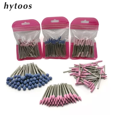 HYTOOS-broca de corindón para uñas, accesorios para cortadores de manicura, fresa de cerámica rotativa de 3/32 “, 50 Uds.