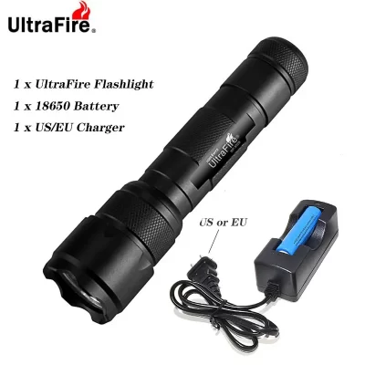 UltraFire-Lámpara LED portátil de XML-T6/L2/V6, batería recargable de alta potencia, linterna táctica para caza y Camping, 18650