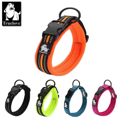 Truelove-Collar de malla ajustable para perro, accesorio reflectante de nailon, objeto, duradero y resistente para todas las edades, 8 tamaños, 3m