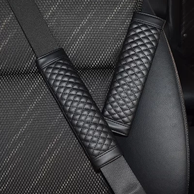 Funda Universal de cuero para cinturón de seguridad de coche para hombre, Protector de correa de hombro para cinturón de seguridad de PU suave, 2 piezas