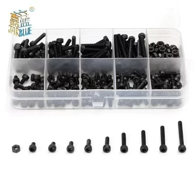 Kits de tornillos de cilindro hexagonal de acero negro, 280 unids/caja, M2, M2.5, M3, DIN912