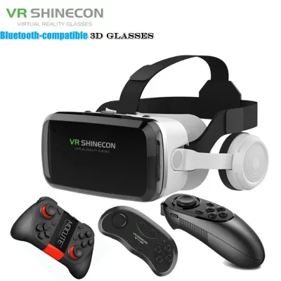 Gafas de realidad Virtual inalámbricas G04BS 3D, caja de cartón de Google, micrófono estéreo, auriculares, casco para teléfono inteligente de 4,7-7,2 “+ Joystick