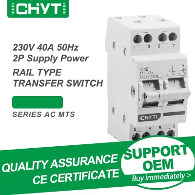 CHYT-Interruptor de transferencia Manual de doble potencia, disyuntor de enclavamiento tipo riel MTS, 2P, 4P, carril Din, CA 230V, 400V, 40A, 63a, Envío Gratis