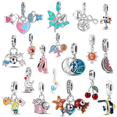 Abalorio de pulpo y estrella de mar para mujer, accesorio de plata 2023, estilo playero divertido, compatible con pulsera Pandora 925 Original, novedad de 925