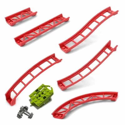 Arco de riel de montaña rusa con eje/bordes, pieza MOC, tren de bloques de construcción, juguete Compatible con 26022/25059/25061/34738/26560/26559/26021