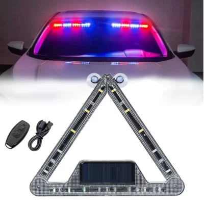 Luces de policía estroboscópicas LED solares para parrilla de emergencia automática, lámpara de advertencia, 18 led, parabrisas, luz anticolisión, accesorios para coche