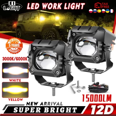 CO LIGHT-Luz LED de trabajo de montaje empotrado de 3 “para todoterreno, foco de 12V y 24V, 3500K, 6000K, luces antiniebla, para camión Lada Niva 4×4 ATV