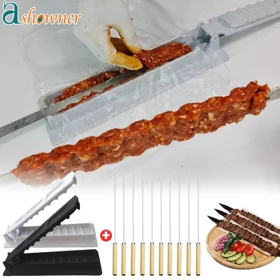 Máquina de brochetas de carne para barbacoa, utensilio de cocina para hacer Kebab de una sola fila, reutilizable, ABS