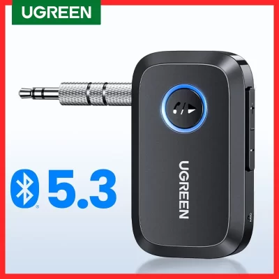 UGREEN-Adaptador de receptor de coche con Bluetooth 3,5, conector auxiliar de 5,3mm para altavoces de coche, receptor de Audio y música, manos libres