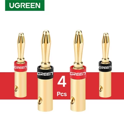 Ugreen-conector Banana de 4 piezas para altavoz, adaptador de enchufe de tornillo para amplificador de Cable de Audio y vídeo, conector Banana