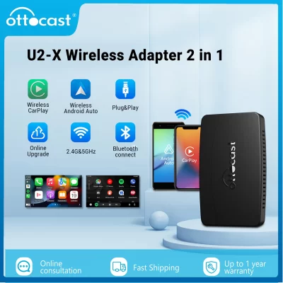 OTTOCAST-REPRODUCTOR Multimedia Inalámbrico para coche, dispositivo con Android, Apple CarPlay, adaptador U2 X Smart Box, Plug Play, para Hyundai, VW, Mazda, Toyota, Kia