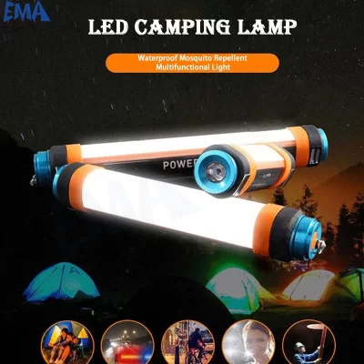 Lámpara LED recargable por USB para acampar, linterna de viaje impermeable IP68, senderismo, trabajo, pesca, iluminación SOS, 7800mAh, 1 a 2 unidades
