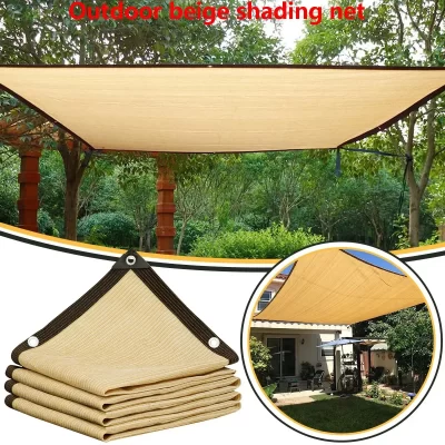 Red de sombreado para patio al aire libre, toldos de terraza, cubierta de sombra de Camping, malla de protección UV Beige, protector solar, tela de sombra