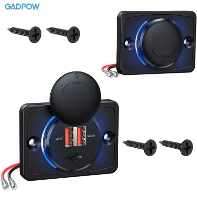 Gadpow-toma de corriente de carga para autocaravana, accesorio de carga Dual USB, PD 3,0, 12-24V, QC 3,0