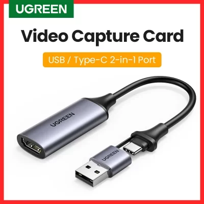 UGREEN-tarjeta de captura de vídeo HDMI a USB tipo C, adaptador de Cable HDMI 4K, Caja de captura para PC, ordenador, cámara DSLR, grabación en vivo