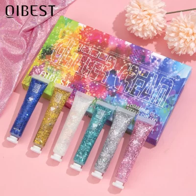 QIBEST purpurina de ojos para uñas, pelo, cara, cuerpo, Gel, arte, Flash, corazón, lentejuelas sueltas, crema, Festival, decoración, fiesta, Festival