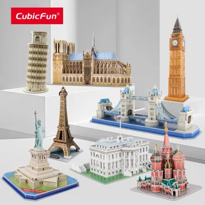 CubicFun-rompecabezas 3D de la torre inclinada de Florencia para niños y adultos, Kits de modelos de construcción, rompecabezas italiano, juguetes artesanales de papel, regalo