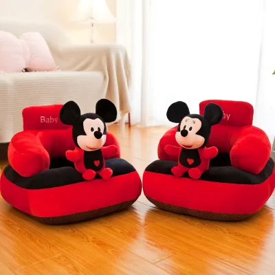 Disney-sofá de dibujos animados de Mickey Mouse para niños, asiento de bebé, juguete de felpa, puf para aprender a sentarse