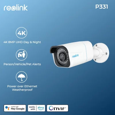 Reolink-cámara IP 4K PoE de 8MP para exteriores, videocámara de seguridad tipo bala con visión nocturna, detección inteligente de personas y vehículos