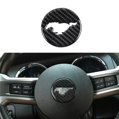 Cubierta decorativa para el centro del volante, pegatina embellecedora de fibra de carbono para Ford Mustang 2009, 2010, 2011, 2012, 2013