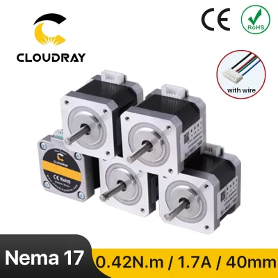Cloudray-Motor paso a paso Nema 17, 0.42N.m, 1.7A, 2 fases, 40mm, 4 Plomo, para impresora 3D, fresadora de grabado CNC