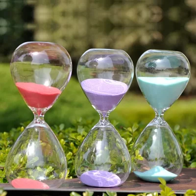 Reloj de arena de cristal transparente, cronómetro de 5/30/60 minutos, regalo de cocinero, adornos para el hogar, varios colores