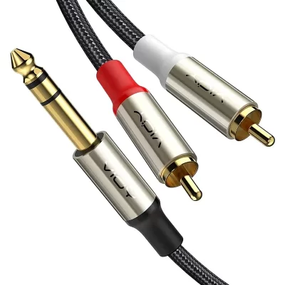 Cable de Audio de 6,35 a 2 Rca macho a macho, Cable de sonido estéreo TRS a Rca Dual de 1/4 pulgadas para mezclador de cabezal de Subwoofer Amp, Cables equilibrados