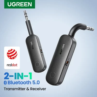 UGREEN-adaptador Bluetooth 2 en 1 para auriculares, receptor y transmisor con Bluetooth AUX 5,0, inalámbrico, adaptador estéreo de 3,5mm para Audio de TV y coche
