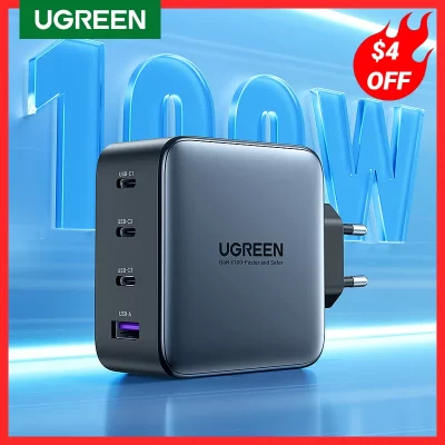 UGREEN-cargador USB tipo C GaN de 100W, dispositivo de carga rápida para Macbook, tablet, iPhone, Xiaomi, iPhone 13, 12, 11