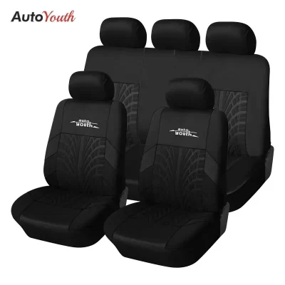 AUTOYOUTH-Juego de fundas de asiento de coche, Protector de asiento de coche con diseño de pista de neumático, ajuste Universal para la mayoría de coches, cuatro estaciones