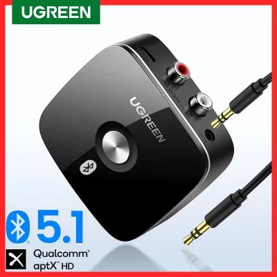 UGREEN-receptor de Audio con Bluetooth 5,1, adaptador inalámbrico aptX HD de 3,5mm, Jack Aux, música para TV y coche, 2RCA, Bluetooth 5,0