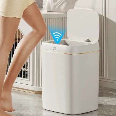Cubo de basura inteligente con Sensor automático, papelera ligera de lujo para baño, cocina y sala de estar, 11/13L