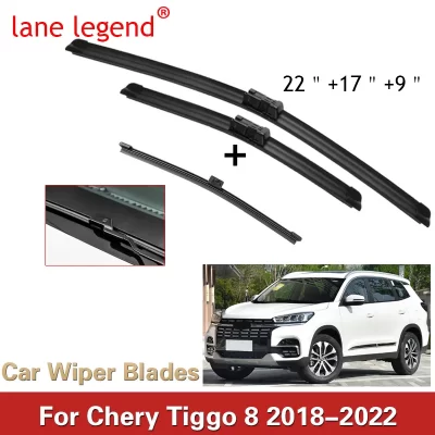 Escobillas de limpiaparabrisas delanteras y traseras, accesorios para Chery Tiggo Chirey 8 2018-2022 22 “+ 17” + 9 “, 2019 2020 2021 2022