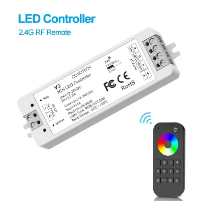 Controlador de luces LED inalámbrico, Control remoto RF, 2,4G, CCT, RGB, RGBW, atenuador de iluminación LED, DC12V-24V