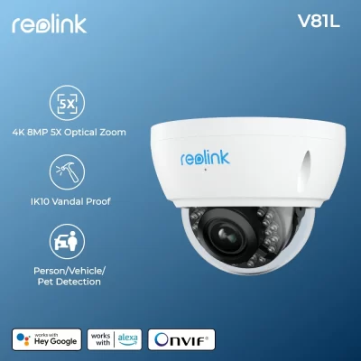 Reolink-cámara de vigilancia IP 4K PoE 8MP, Zoom óptico 5X, detección Humana/coche, IK10, cámaras de seguridad al aire libre a prueba de explosiones