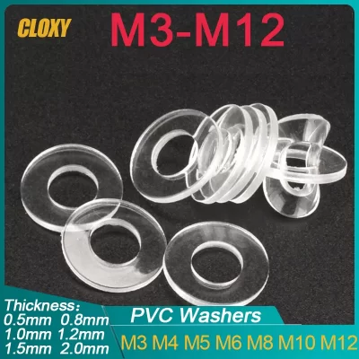 Arandela plana aislante transparente de PVC, anillo espaciador de plástico suave/duro, M1.2, M1.4, M1.7, M1.8, M2, M2.5, M3, M4, M5 ~ M12