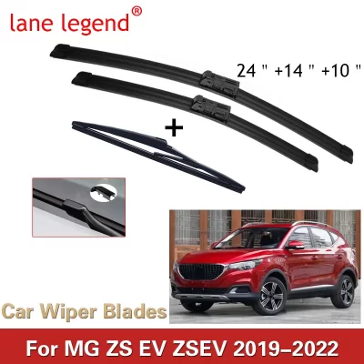 Escobillas de limpiaparabrisas delanteras y traseras para motocicleta, accesorios de corte de parabrisas, 3 piezas para MG ZS EV ZSEV 2019-2022 24 “+ 14″ + 10”