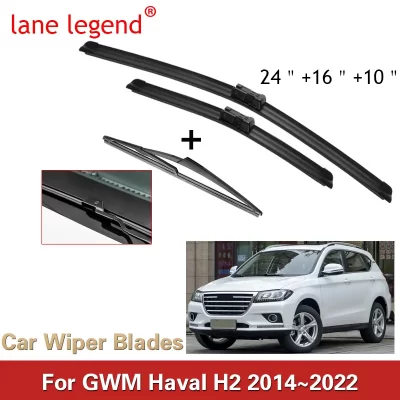 Escobillas de limpiaparabrisas para coche GWM Haval H2 2014-2022 accesorios limpiaparabrisas delantero y trasero escobillas cortador 24 “16” 10″