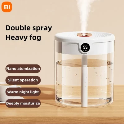 Xiaomi-humidificador de aire con doble boquilla, difusor de aceites esenciales con pantalla LCD de humedad, gran capacidad, para el hogar y el dormitorio, 2L