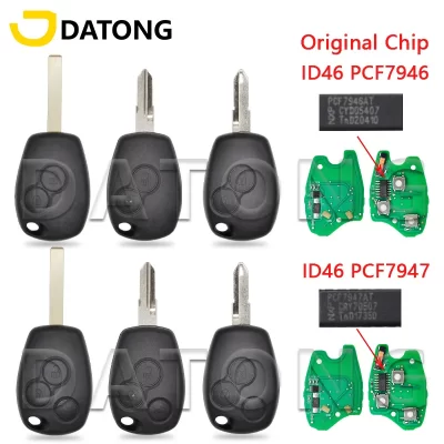 Datong World-llave remota de coche, reemplazo de llave inteligente en blanco, para Renault Megane Clio Sandero Duster Kangoo Logan Modus ID46 434 Mhz