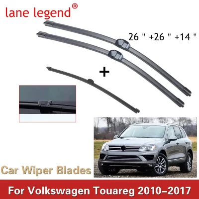 Juego de escobillas de limpiaparabrisas delanteras y traseras para VW Touareg 2010-2017 2011 2012 2013 parabrisas ventana delantera 26 “+ 26″ + 14”