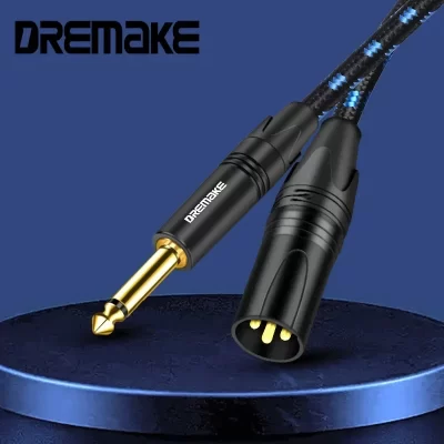 DREMAKE-Cable no equilibrado TS de 1/4 pulgadas a XLR, Mono de 6,35mm a XLR, macho a XLR, macho, para micrófono dinámico