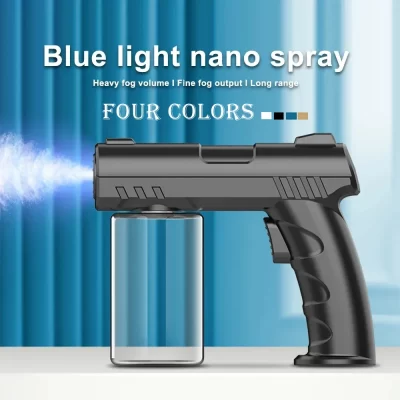 PULVERIZADOR DE desinfectante eléctrico inalámbrico, pistola de desinfección con luz azul Nano, USB, atomizador para el hogar y el jardín, 280ml, novedad