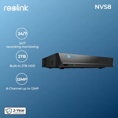 Reolink-cámara de seguridad IP para coche, Kit de vigilancia NVR con 8 canales, 4K, 4MP/5MP, 24/7 H.265 grabadora de vídeo, 12MP